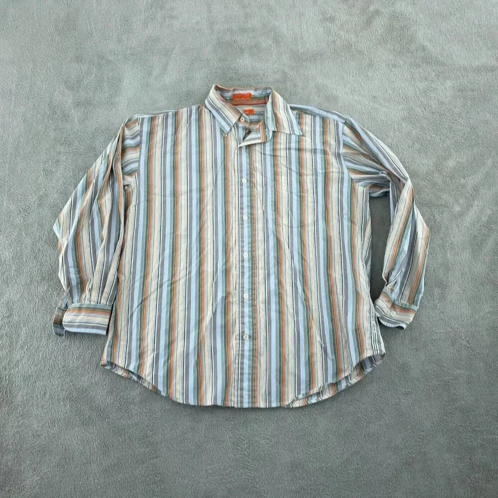 Façonnable Mens Striped Long Sleeve Button-Up Shirt L 3975